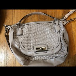 Soft Pink Coach Kristen woven bag